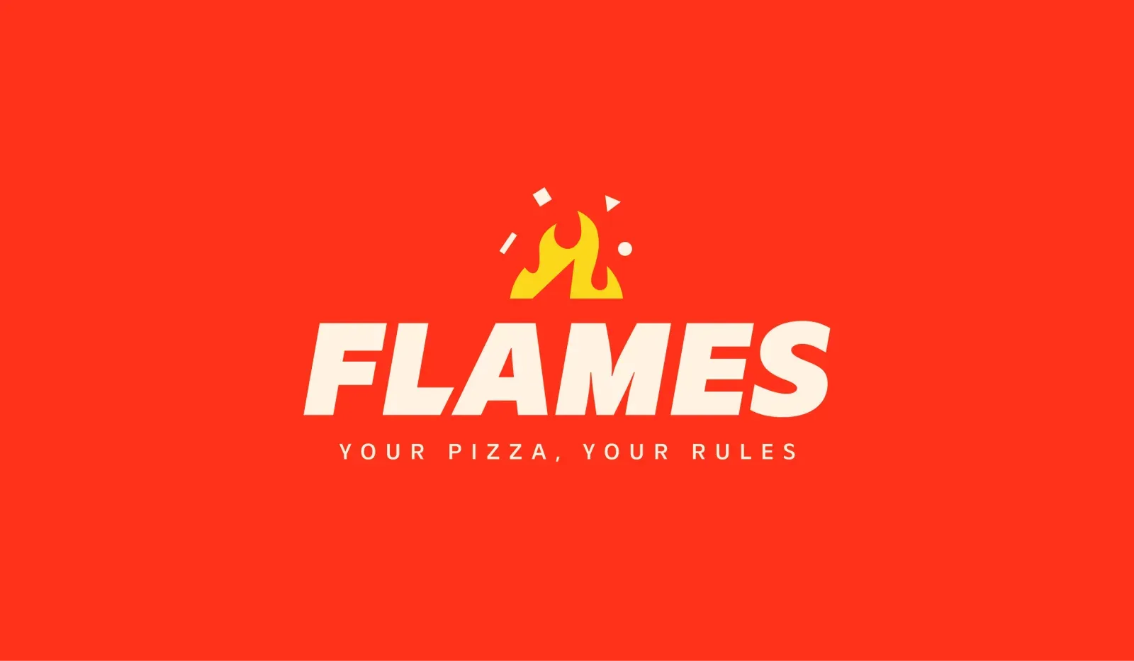 Logo de Flames, une marque de pizzas, sur fond rouge